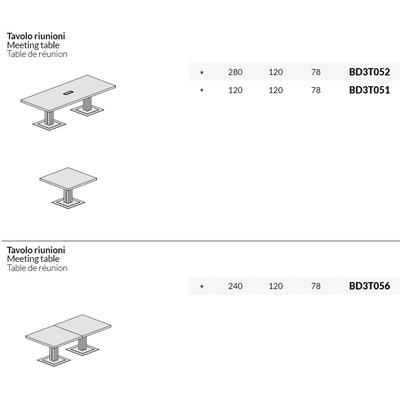 Tavolo riunioni Bold58 con base in metallo dimensioni disponibili 