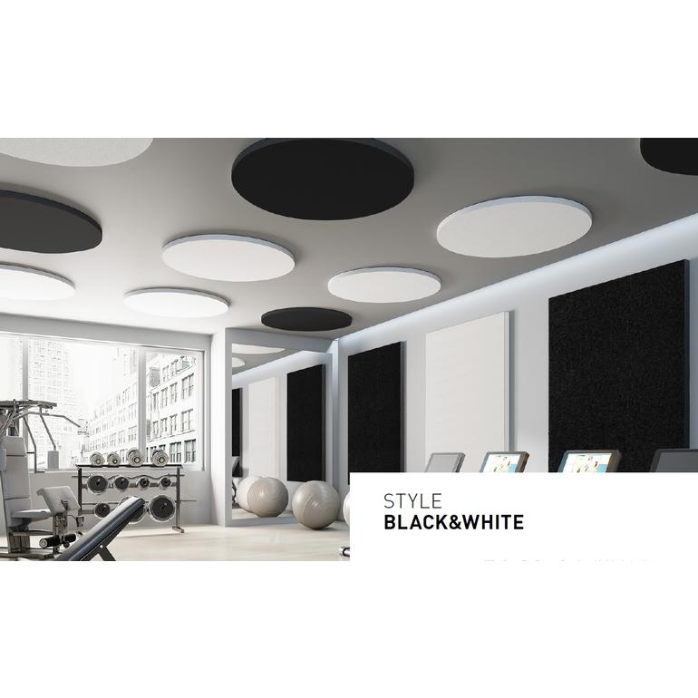 Pannelli fonoassorbenti Isolspace neri e bianchi a parete 