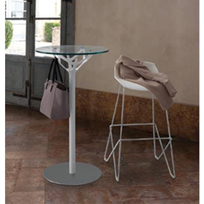 Tavolino Cicerone struttura in acciaio verniciato bianco  piano vetro trasparente   