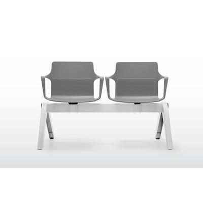 Sedia Kelly su panca a 2 posti struttura verniciata bianco scocca plastica grigio