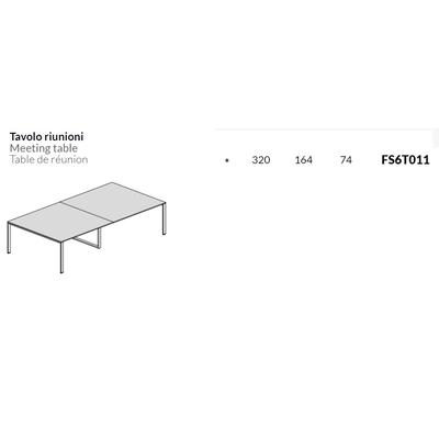 Scheda tecnica tavolo riunione L320 composto da 2 piani, 1bgamba centrale ad anello per carter 