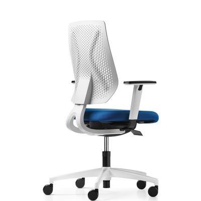 Poltrona ergonomica Speed-O versione bianca con braccioli 2F sedile in tessuto  schienale rete web   