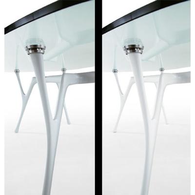 Tavolo circolare Pegaso con struttura grigio argento o bianco piano vetro 