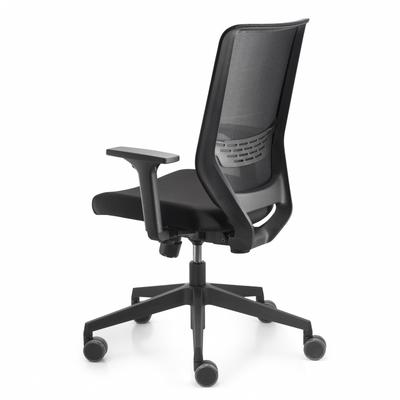 Poltrona ergonomica To Sync Work Mesh schienale in rete nera, sedile tessuto nero, con pomolo 